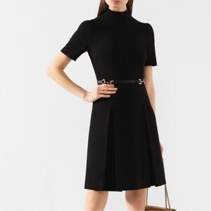NWOT SMALL: Gucci Black Viscose Dress with Horsebit Belt